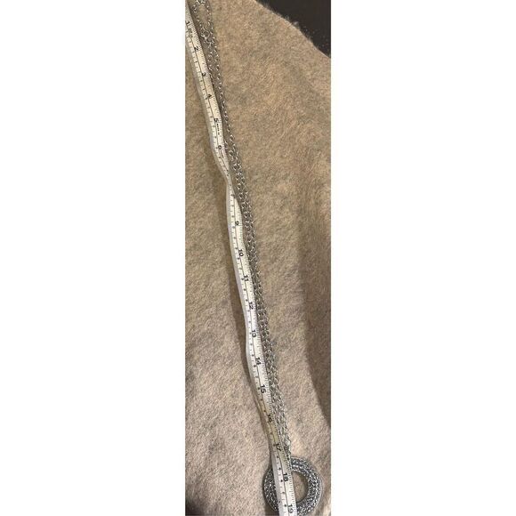 Stunning adjustable long  VINTAGE 90s statement Style Necklace Donut Silver tone - Picture 5 of 8